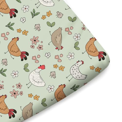KASTLEE Cute Chicken Floral Baby Crib Sheet 52x28