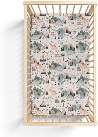 Jungle Dinosaur Crib Sheets for Baby 52x28 Neutral