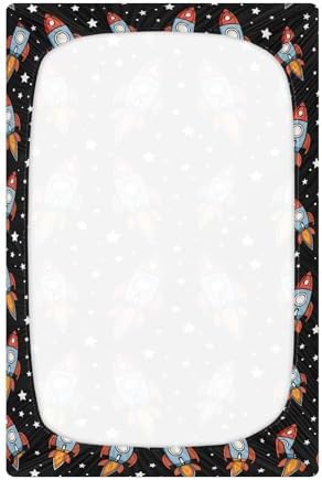 ALAZA Spaceship Cartoon Crib Sheets for Boys and Girls