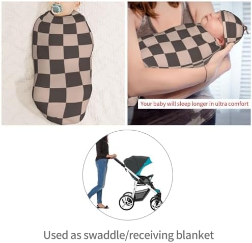KiuLoam Coffee Brown Checkered Plaid Swaddle Blanket Set