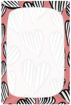 KICPOAY Heart Striped Valentine Crib Sheets for Baby