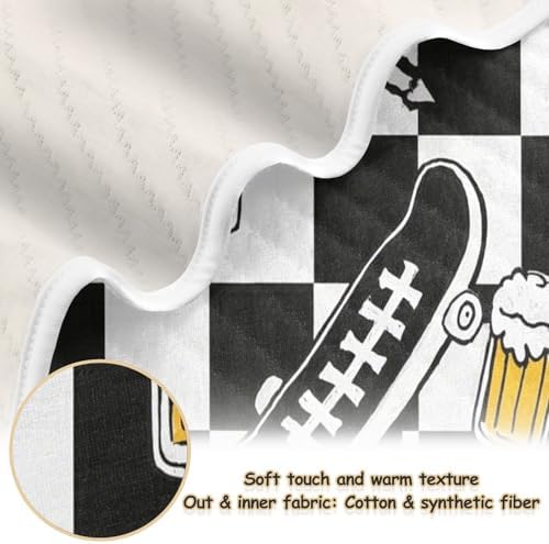 Customizable Black White Checkered Graffiti Blanket for Baby Boy