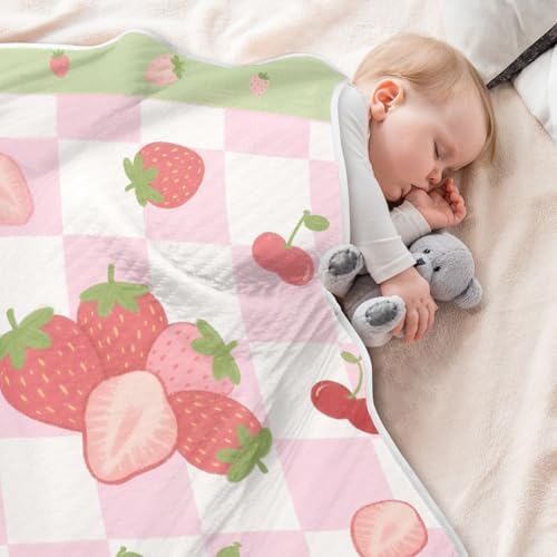 Sanluoli Baby Swaddle Blanket 30x40in Cartoon Cute Strawberries