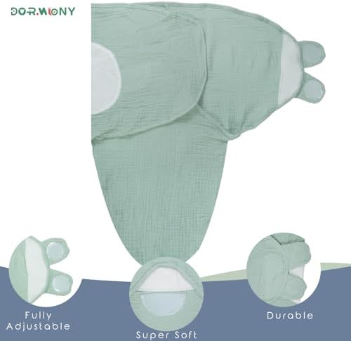 Dormlony Organic Muslin Swaddles 3-Pack for Newborn Babies