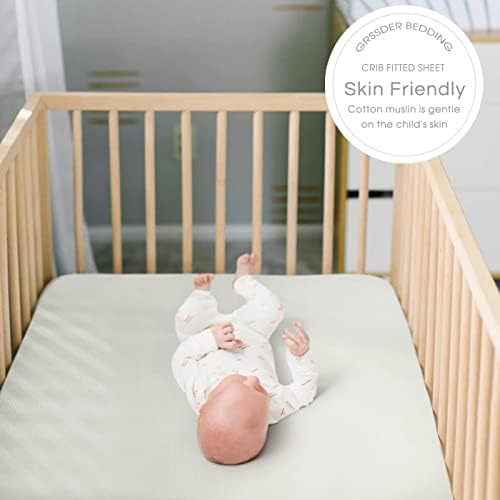 GRSSDER 100 Cotton Muslin Crib Sheets 2 Pack