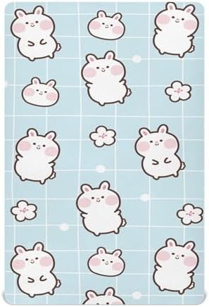 KICPOAY Crib Sheets with Bunny Flower Pattern