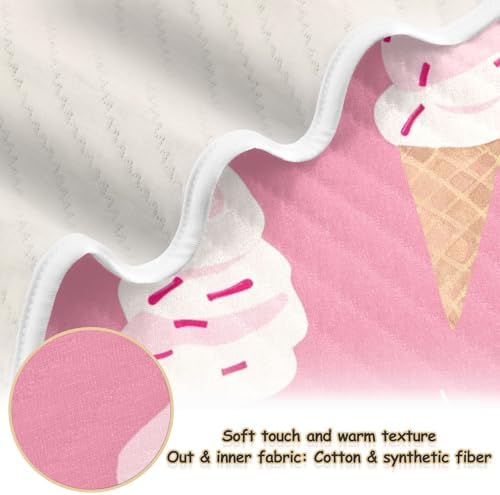 Sanluoli Baby Girl Blanket 30x40in Yummy Ice Cream Peach