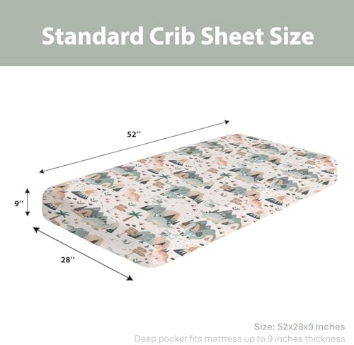 Jungle Dinosaur Crib Sheets for Baby 52x28 Neutral