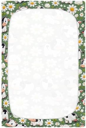 ALAZA Cow Daisy Farm Animals Crib Sheets for Girls and Boys