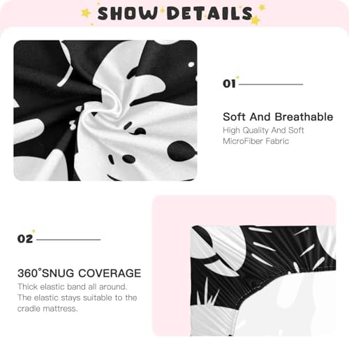 ALAZA Black White Dog Animals Crib Sheets for Girls and Boys