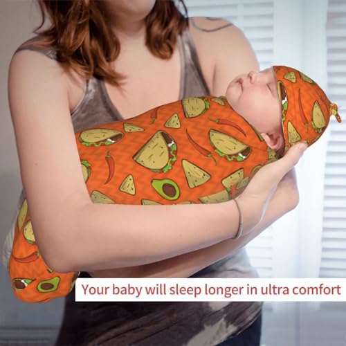 Lcokin Burrito Tortilla Taco Swaddle Blanket with Hat Set