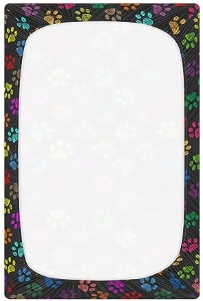 SHJI Baby Crib Sheet with Paw Prints Design 52x28in