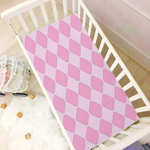 Cute Pink Princess Checkered Crib Sheets for Baby
