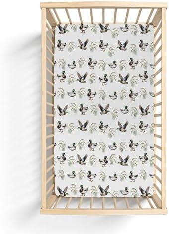 Watercolor Mallard Duck Crib Sheets 52x28Inch