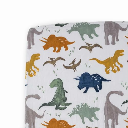 Little Unicorn Premium Crib Sheet Set Dino Friends Pattern