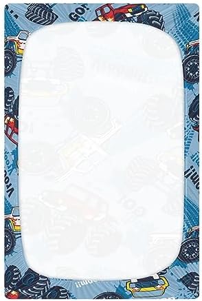 SHJI Baby Crib Sheet Monster Truck Cars Fitted 52x28in