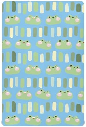 KICPOAY Fitted Crib Sheets with Green Frog Cartoon Design