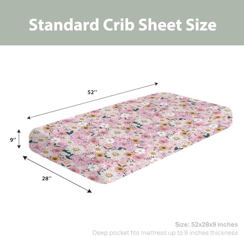 Boho Floral Crib Sheets for Boy Girl 28x52 Inches
