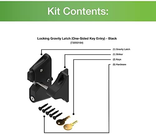 Barrette Outdoor Living Locking Gravity Latch Black One-Sided Key Entry 1