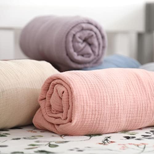 GRSSDER Blush Pink Muslin Crib Sheet 52x28