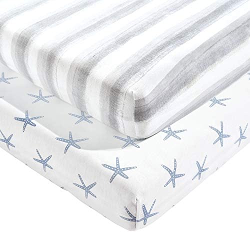Lush Decor 2 Pack Organic Cotton Crib Sheets with Drop