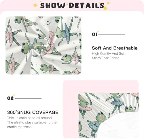 ALAZA Ballerina Frogs Crib Sheets for Kids
