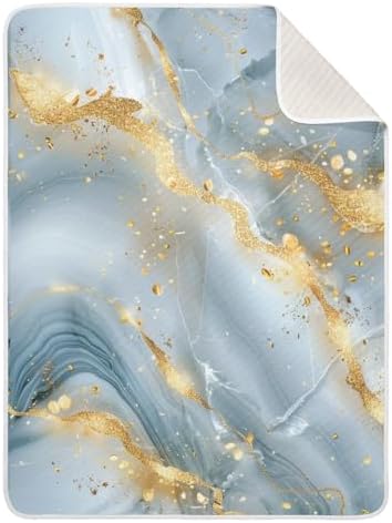 KICPOAY Grey Gold Marble Baby Swaddle Blanket