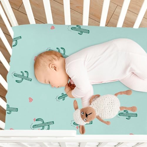 Cactus and Hearts Crib Sheets for Baby Toddler 1