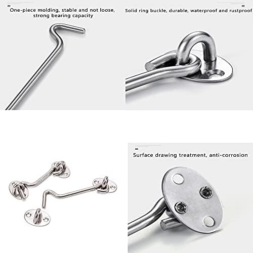 SHAUNI Hook and Eye Latch Gate Bolt - Black 6 Inch Heavy Duty