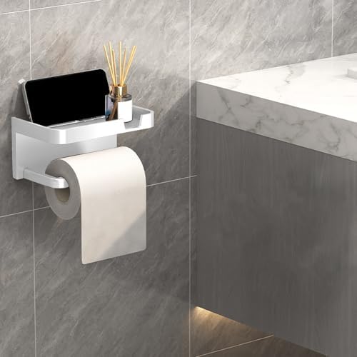 Self-Adhesive Toilet Paper Holder with Phone Shelf 1