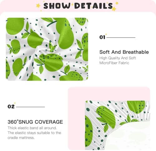 KICPOAY Green Apples Polka Dot Crib Sheets 1