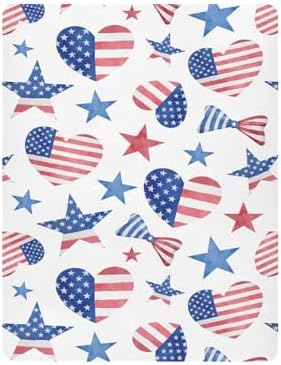 KICPOAY American Flag Bows Crib Sheets for Baby Toddler