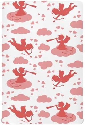 KICPOAY Valentines Cupid Angel Hearts Crib Sheets 1