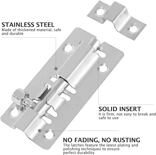 VOIV 2PC Door Slide Latch Lock with Brushed Nickel Finish 1