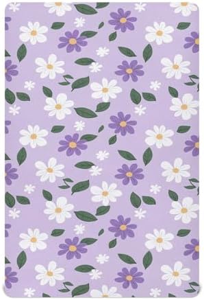 MNSRUU Crib Sheets Purple White Daisy Soft Breathable