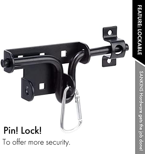 SANKINS 2 Pcs Sliding Bolt Gate Latch Black