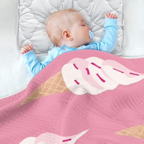 Sanluoli Baby Girl Blanket 30x40in Yummy Ice Cream Peach