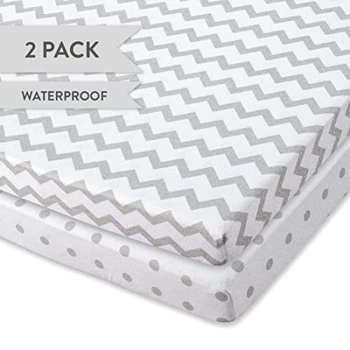 Elys Co Waterproof Pack n Play Sheet - Neutral Grey for Baby