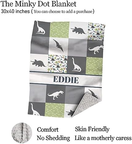 Personalized Crib Sheets with Name Dinosaur Design for Boys Girls