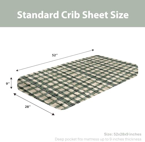 Watercolor Green Tartan Crib Sheets 28x52 Standard Fit