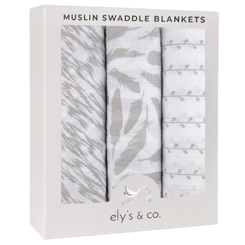 Elys Co Muslin Swaddle Blanket 3 Pack Classic Grey 1