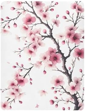 ALAZA Pink Cherry Blossoms Crib Sheets for Boys and Girls