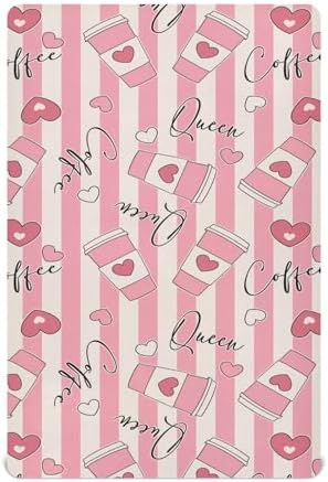 Coffee Queen and Hearts Stretchy Crib Sheet