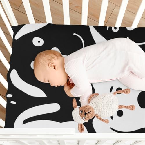ALAZA Black White Dog Animals Crib Sheets for Girls and Boys