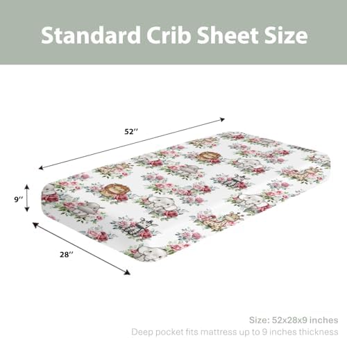 Cute Jungle Safari Animal Crib Sheets for Boy Girl 52x28