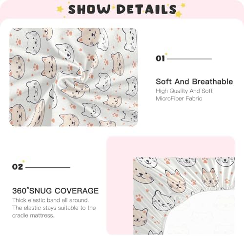 KEIGE Cute Cats Crib Sheet for Baby Soft Microfiber