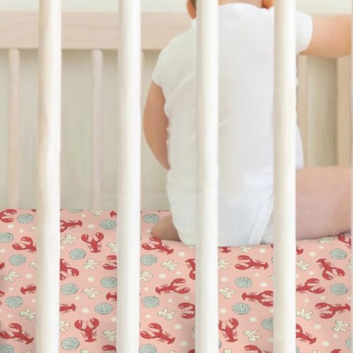 Red Coastal Lobsters Crib Sheets 2 Pack