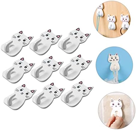 9pcs Adorable Cat Wall Hooks for Bathroom Storage