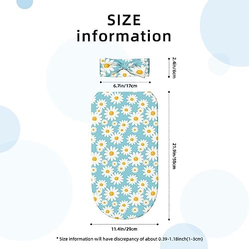 OLGCZM Baby Swaddle with Headband Set - Daisy Flower Blue