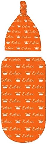 WAYABO Personalized Swaddle Blanket with Name and Hat for Newborns